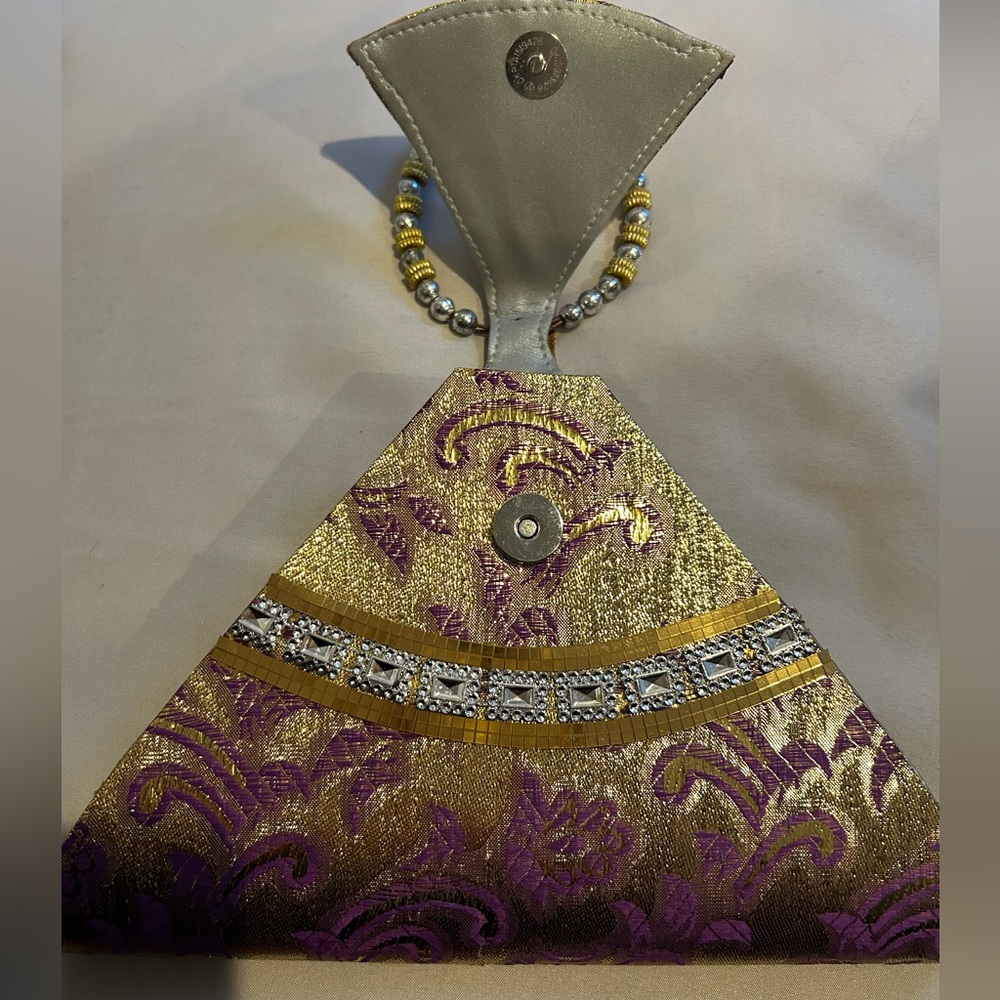 Purple and Gold Embroidered Women’s Clutch